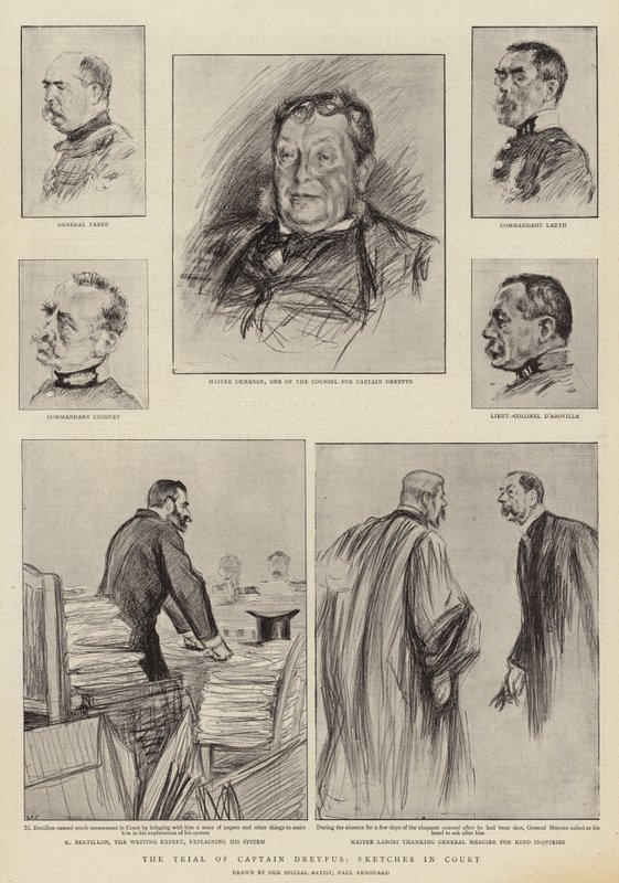 Le procès du capitaine Dreyfus à Rennes, croquis au tribunal - Charles Paul Renouard
