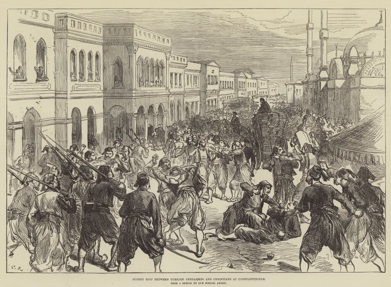 Émeute de rue entre gendarmes turcs et chrétiens à Constantinople - Sir John Charles Robinson