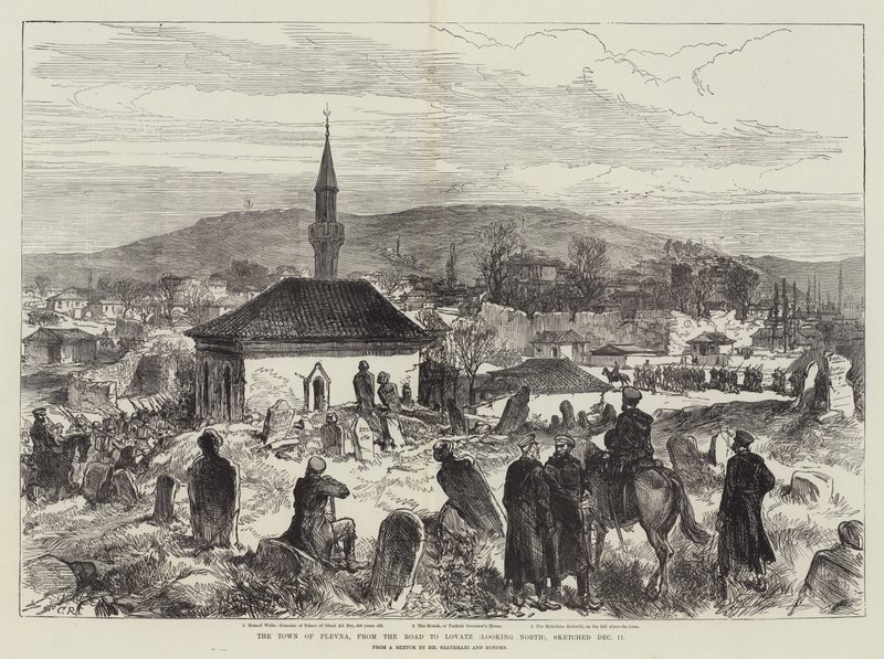La ville de Plevna, de la route vers Lovatz (regardant vers le nord), esquissée le 11 décembre - Sir John Charles Robinson