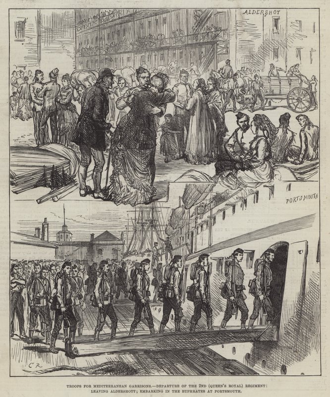 Troupes pour les garnisons méditerranéennes, départ du 2e Régiment (Royal Queen