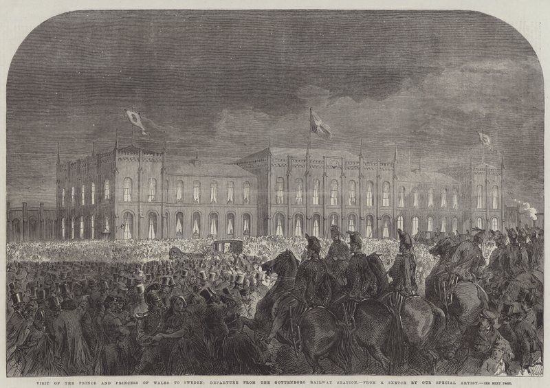 Visite du prince et de la princesse de Galles en Suède, départ de la gare de Gottenborg - Sir John Charles Robinson