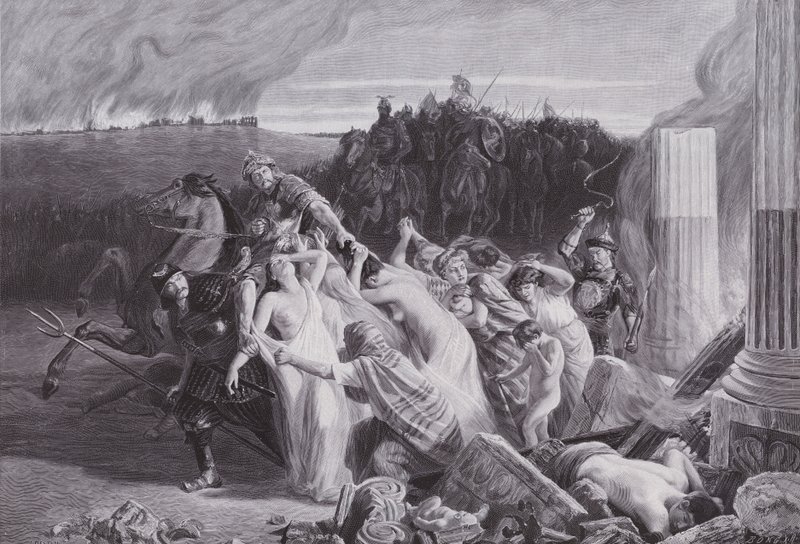 Les Gaulois enlevés par les Huns - Charles Alexandre Coessin de la Fosse