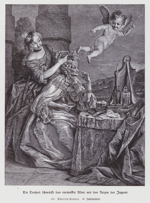 La folie embellit la vieillesse flétrie avec les ornements de la jeunesse - Charles Antoine (after) Coypel