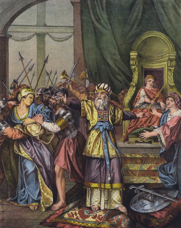 La reine Athalie de Juda chassée du Temple et remplacée comme dirigeante par Joas - Charles Antoine (after) Coypel