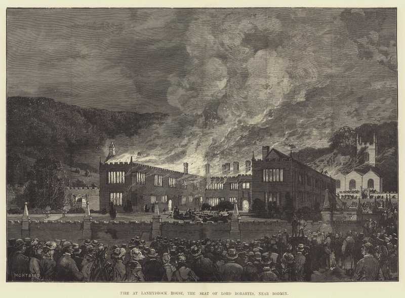 Incendie à Lanhydrock House, la résidence de Lord Robartes, près de Bodmin - Charles Auguste Loye