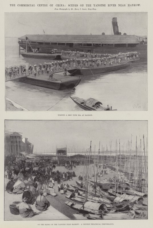 Le centre commercial de la Chine, scènes sur le fleuve Yangtse près de Hankow - Charles Auguste Loye