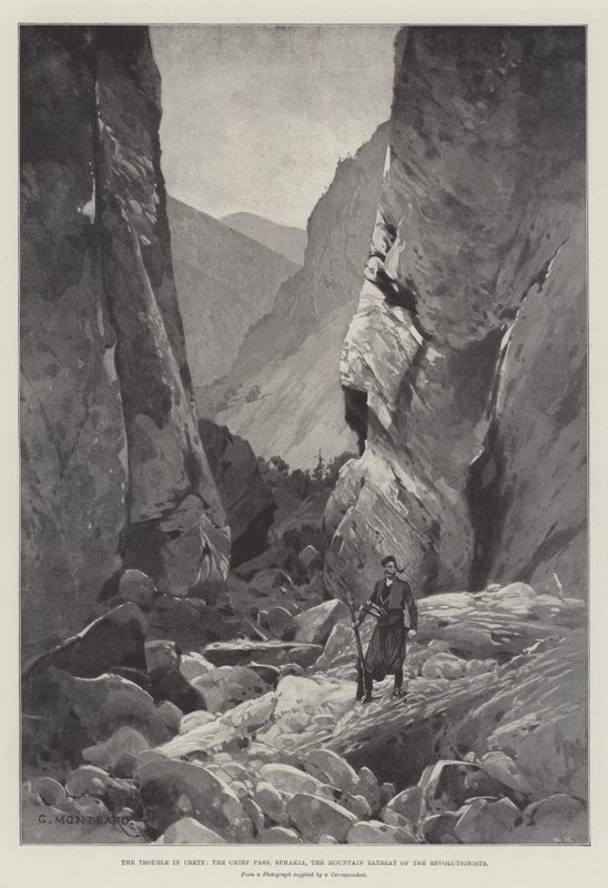Les troubles en Crète, le col principal, Sphakia, le refuge montagneux des révolutionnaires - Charles Auguste Loye