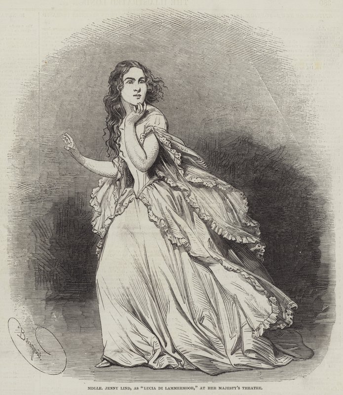 Mademoiselle Jenny Lind, en tant que Lucia di Lammermoor, au Théâtre de Sa Majesté - Charles Baugniet
