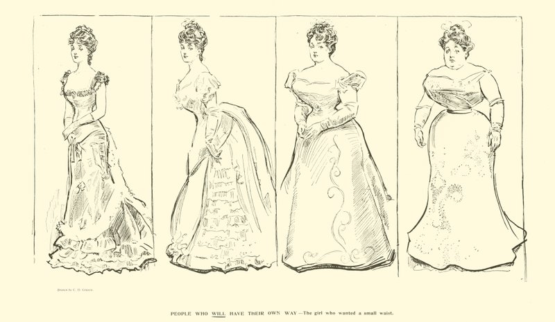 La fille qui voulait une petite taille (lithographie) - Charles Dana Gibson