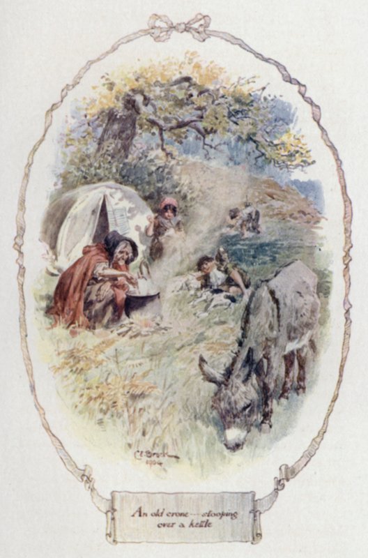 Une vieille sorcière se penchant sur une bouilloire - Charles Edmund Brock