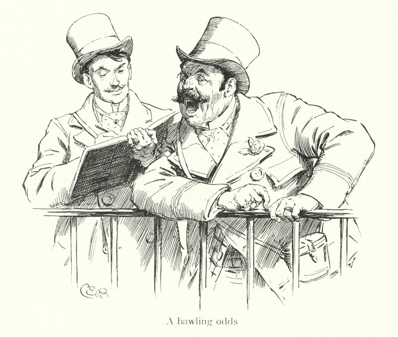 Bookie criant les cotes à un champ de courses (gravure) - Charles Edmund Brock