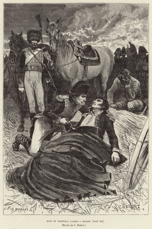 Mort du maréchal Lannes à Essling ; Napoléon et le maréchal Lannes mourant à la bataille d