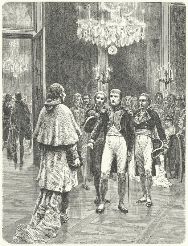 Napoléon recevant le cardinal Ercole Consalvi au palais des Tuileries, Paris - Charles Edouard Delort