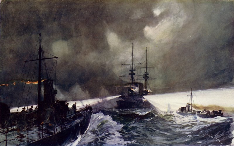 Torpilleurs en action lors des manœuvres navales - Charles Edward Dixon