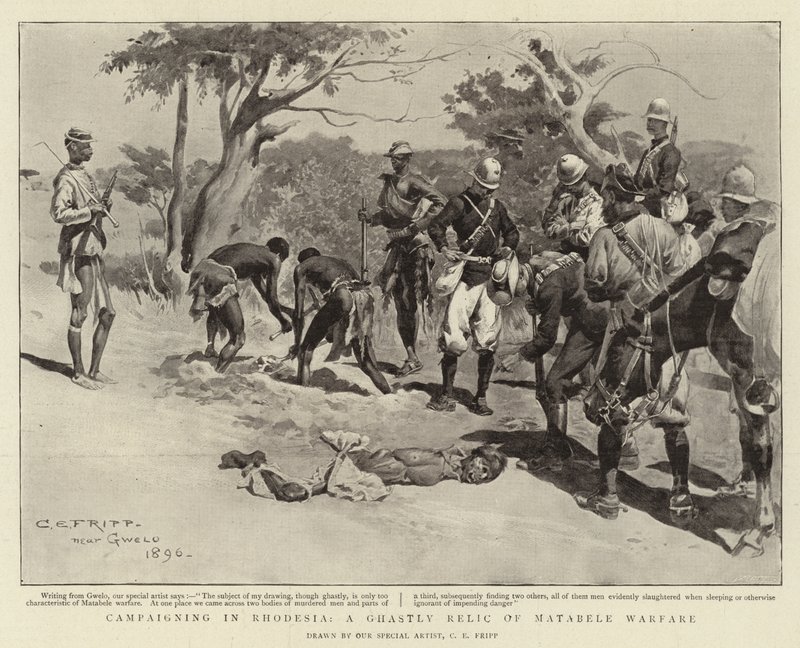 Campagne en Rhodésie, une relique macabre de la guerre des Matabele - Charles Edwin Fripp