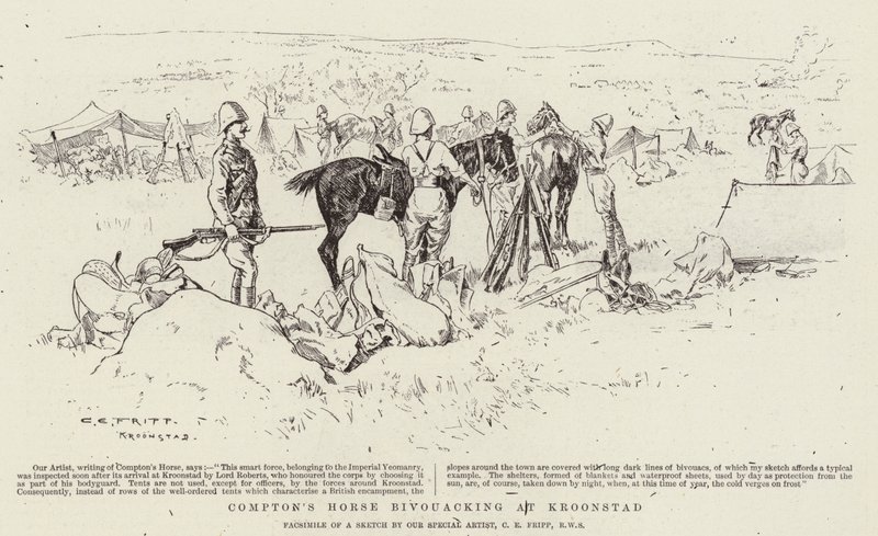 Le cheval de Compton bivouaquant à Kroonstad - Charles Edwin Fripp