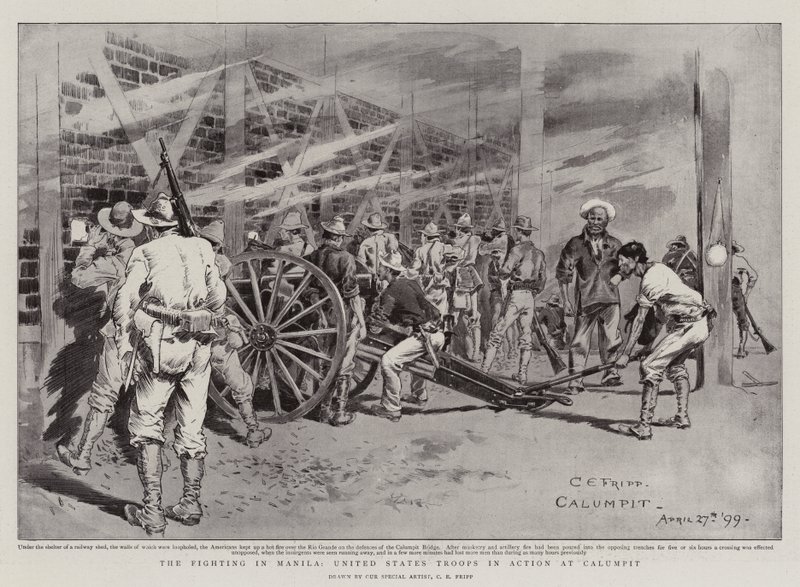 Les combats à Manille, troupes américaines en action à Calumpit - Charles Edwin Fripp