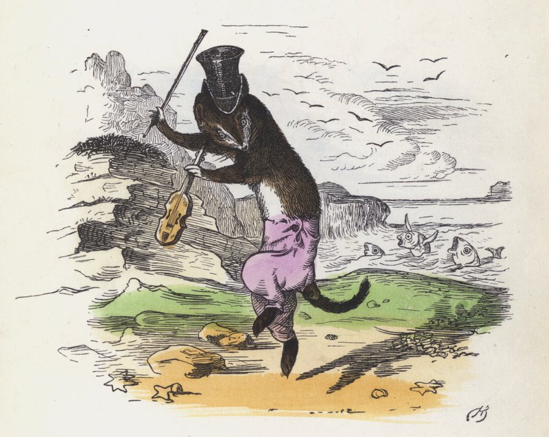 Belette française jouant du violon et dansant - Charles Henry (after) Bennett