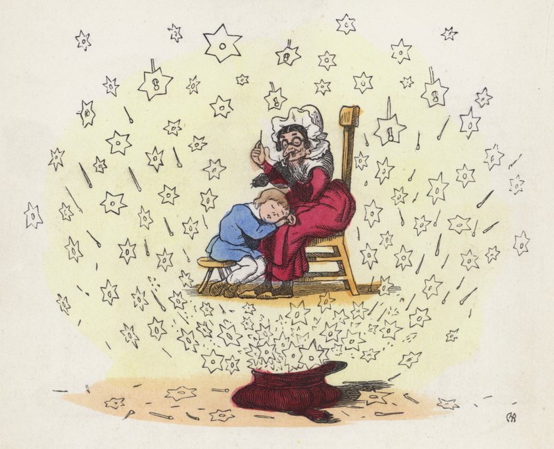 Petit garçon rêvant sur les genoux de sa nourrice - Charles Henry (after) Bennett