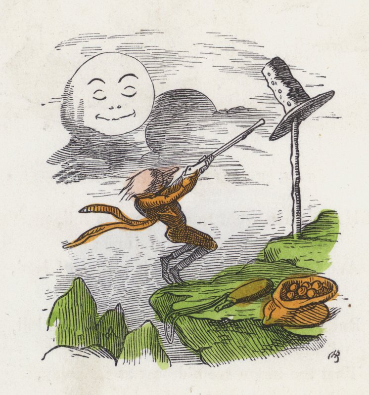Homme tirant sur son chapeau par frustration de ne pas pouvoir atteindre la Lune - Charles Henry (after) Bennett