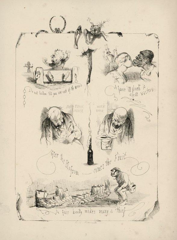 Page de Proverbes avec illustrations - Charles Henry (after) Bennett