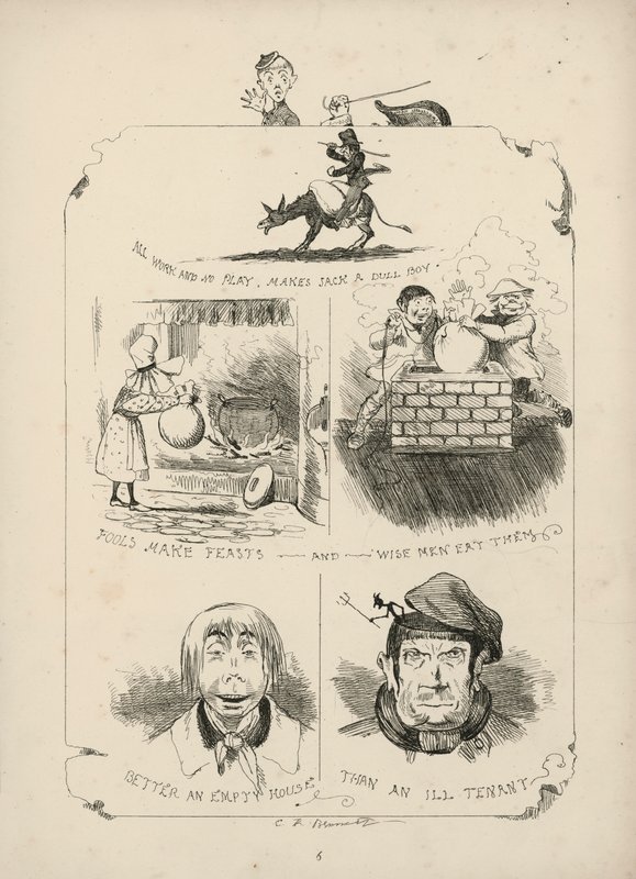 Page des Proverbes avec Illustrations de Charles H Bennett - Charles Henry (after) Bennett