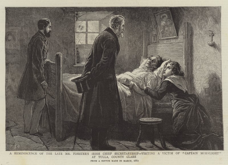 Un souvenir de la dernière fonction de secrétaire en chef irlandais de M. Forster, visitant une victime du capitaine Moonlight à Tulla, comté de Clare - Charles J. Staniland