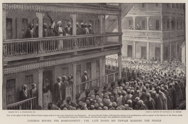 Zanzibar avant le bombardement, le défunt Hamid Bin Thwain bénissant le peuple - Charles J. Staniland