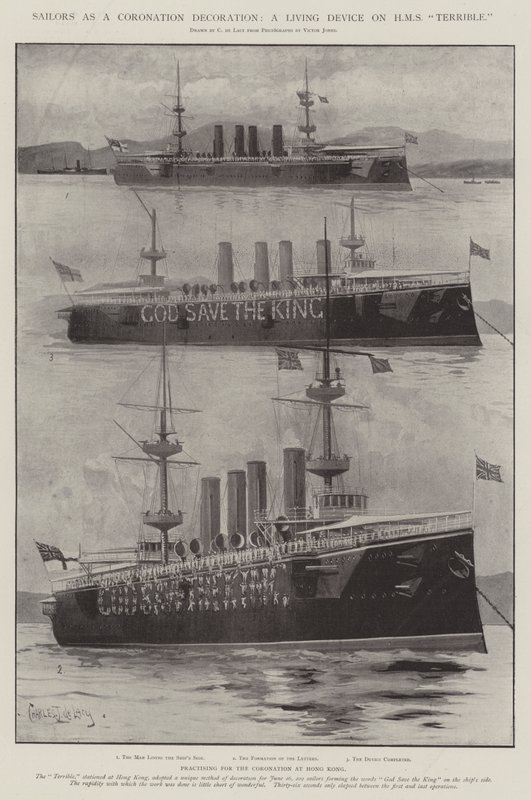 Marins comme décoration de couronnement, un dispositif vivant sur le HMS Terrible - Charles John de Lacy