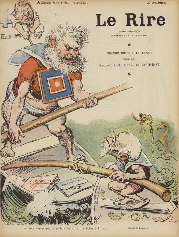 Caricature des hommes politiques français Camille Pelletan et Édouard Lockroy. Illustration pour Le Rire - Charles Leandre