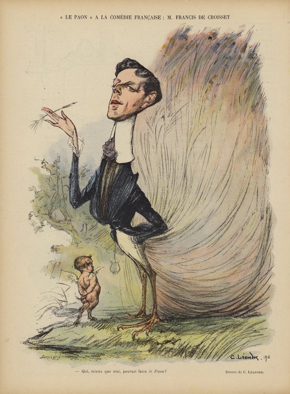 Francis de Croisset, dramaturge, romancier et librettiste français. Illustration pour Le Rire - Charles Leandre