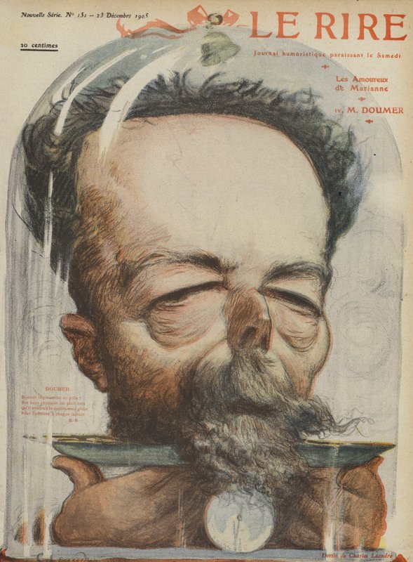 Paul Doumer, homme politique français. Illustration pour Le Rire - Charles Leandre