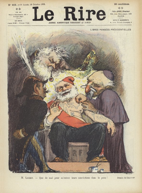 Le Président Loubet de France se fait tatouer. Illustration pour Le Rire - Charles Leandre