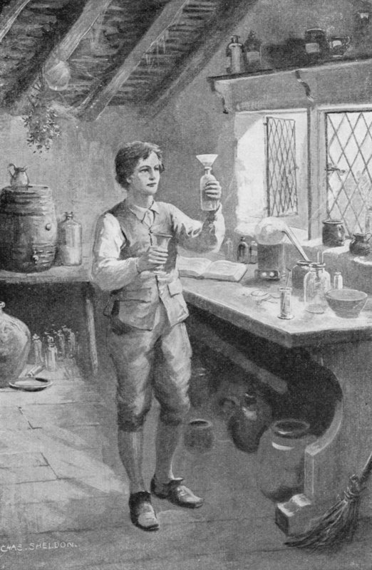 Le jeune Humphry Davy faisant ses premières expériences - Charles Mills (after) Sheldon