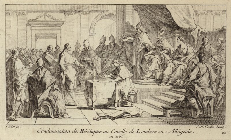 Condamnation des Cathares comme hérétiques au Concile de Lombers, France - Charles Nicolas II Cochin