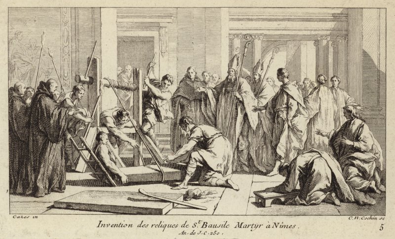 Découverte des reliques de Saint Baudile, martyrisé à Nîmes en 250 - Charles Nicolas II Cochin