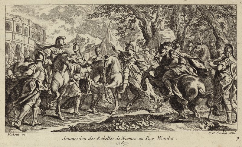 Soumission des rebelles de Nîmes à Wamba, roi des Wisigoths, 672 - Charles Nicolas II Cochin