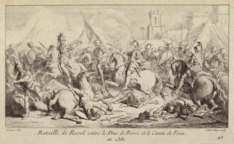Les armées du duc de Berry et du comte de Foix combattant à la bataille de Revel, France - Charles Nicolas II Cochin