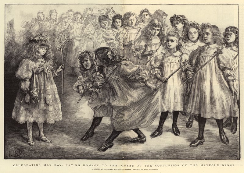 Célébration du 1er mai, hommage à la reine à la fin de la danse du mât de mai - Charles Paul Renouard