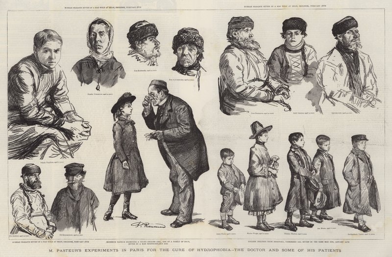 Les expériences de M. Pasteur à Paris pour la guérison de la rage, le docteur et certains de ses patients - Charles Paul Renouard