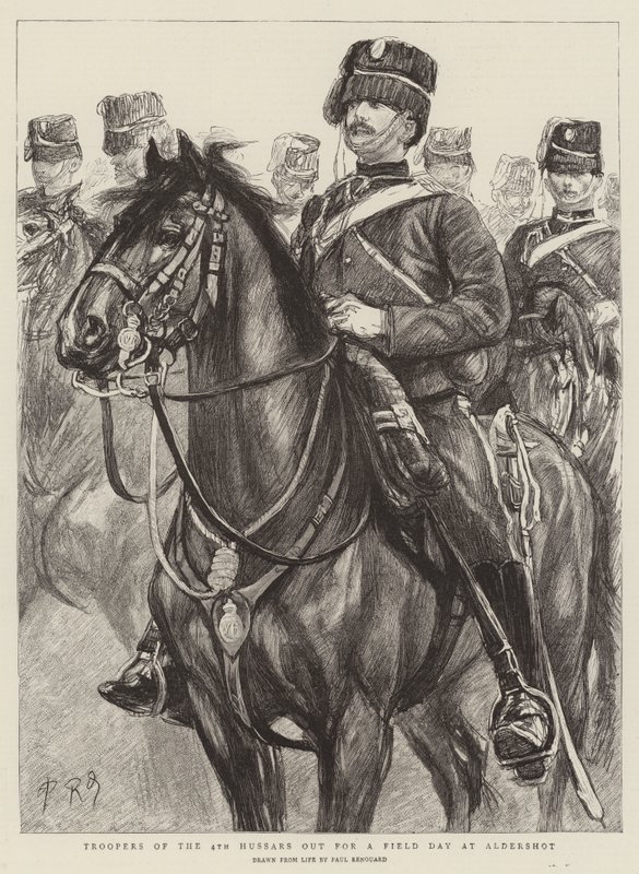 Cavaliers du 4e Hussards en sortie à Aldershot - Charles Paul Renouard