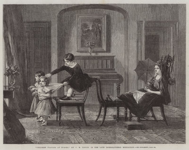 Enfants jouant aux chevaux, à la dernière exposition internationale - Charles Robert Leslie