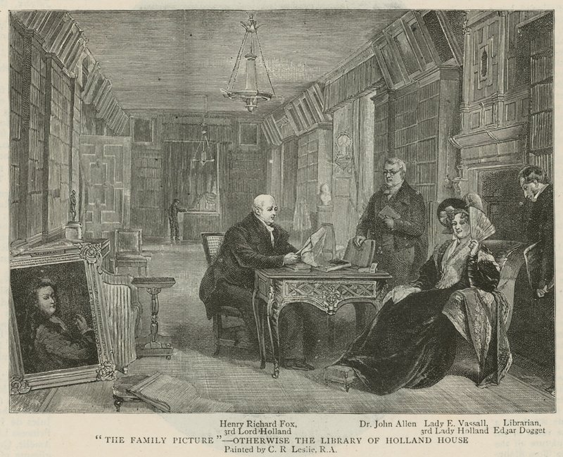 Le portrait de famille - la bibliothèque de Holland House - Charles Robert Leslie