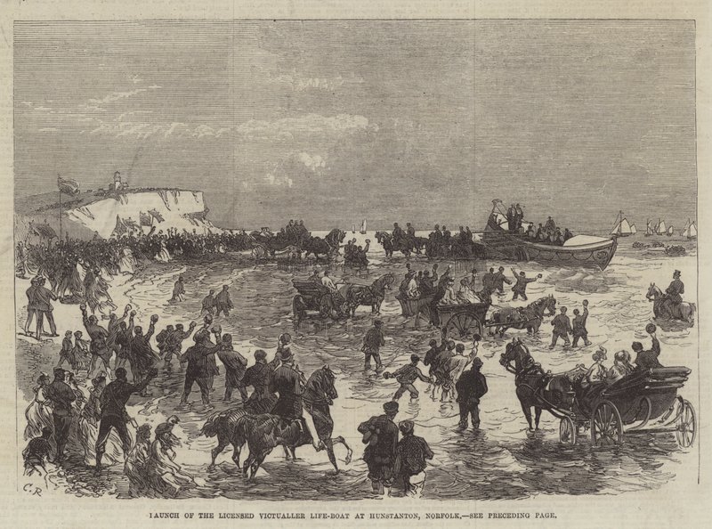Lancement du canot de sauvetage des débitants de boissons autorisés à Hunstanton, Norfolk - Sir John Charles Robinson