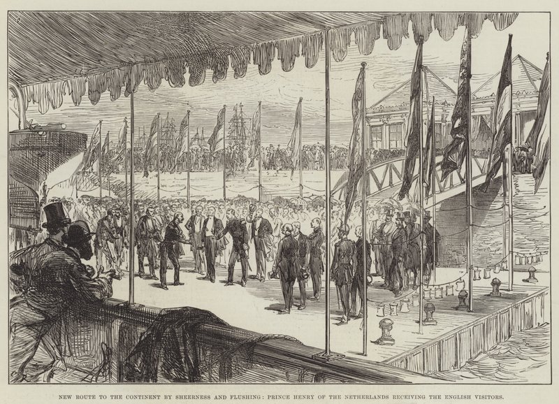 Nouvelle route vers le continent par Sheerness et Flushing, le prince Henri des Pays-Bas recevant les visiteurs anglais - Sir John Charles Robinson