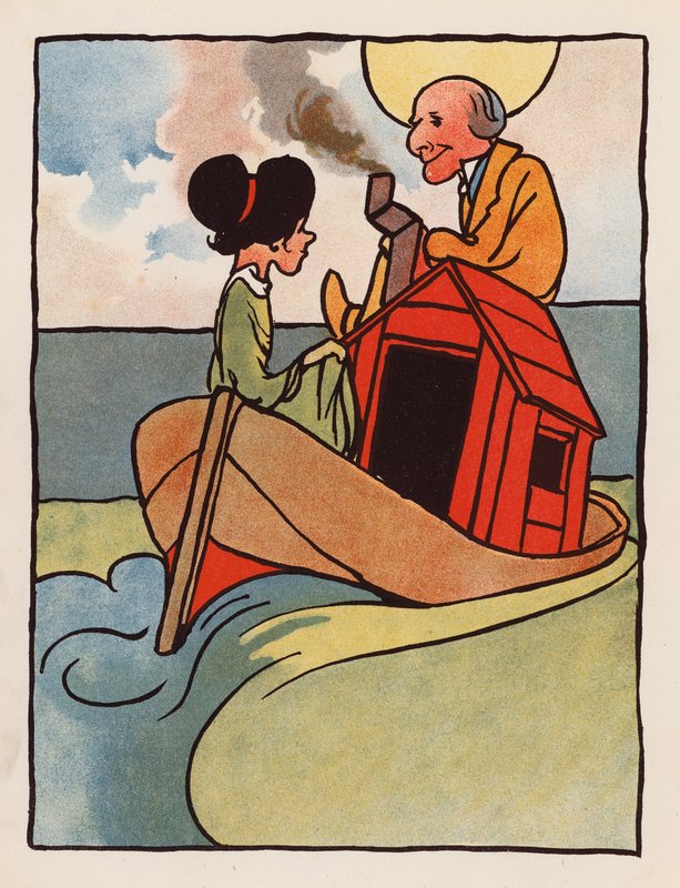 Nonsense : Vieil homme et sa fille à la maison sur un bateau - Charles Robinson