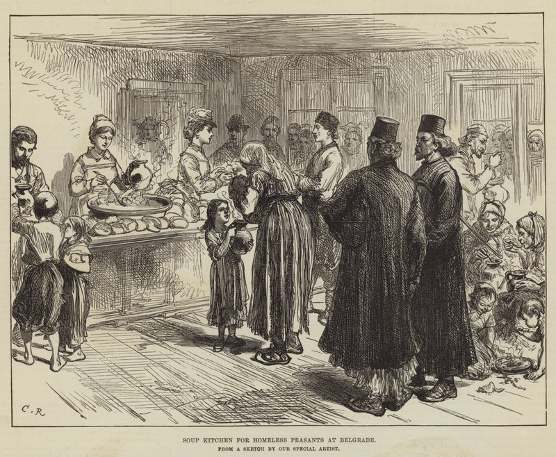 Soupe populaire pour paysans sans-abri à Belgrade - Sir John Charles Robinson