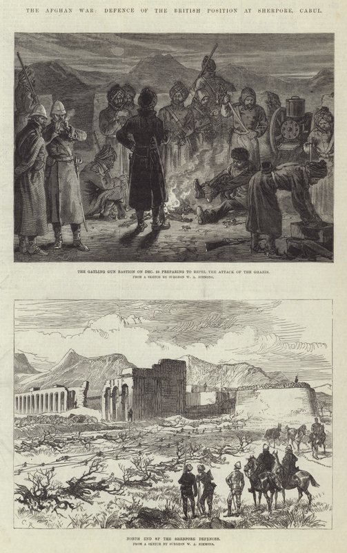 La guerre afghane, défense de la position britannique à Sherpore, Kaboul - Sir John Charles Robinson