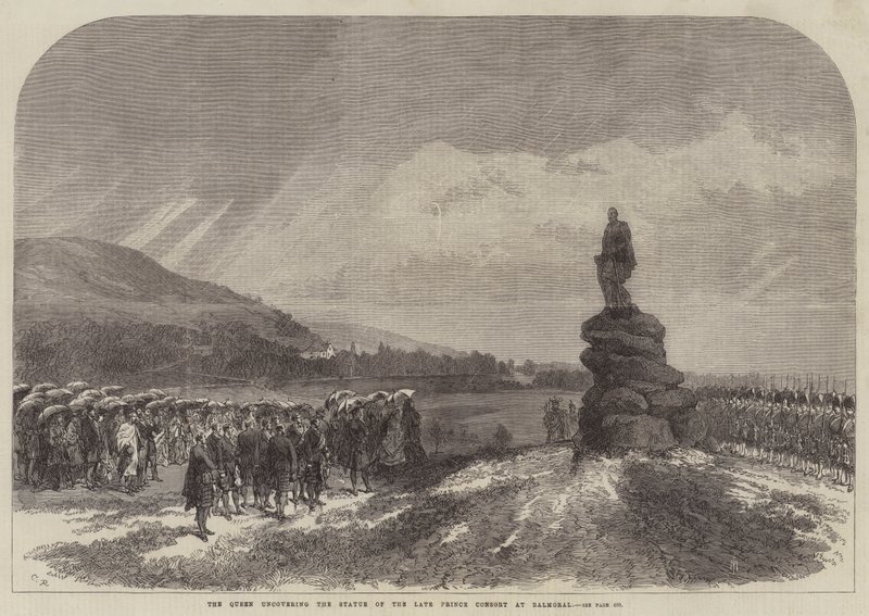 La reine dévoilant la statue du défunt prince consort à Balmoral - Sir John Charles Robinson