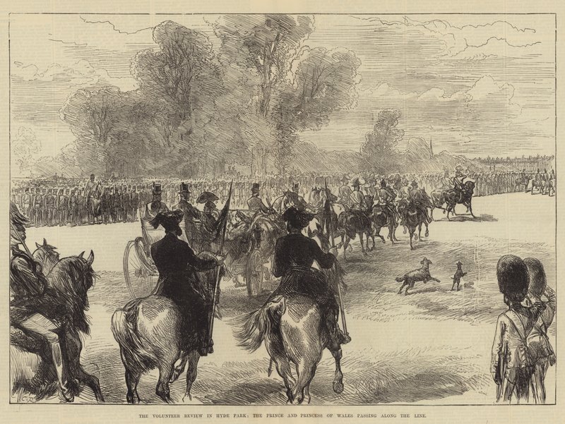 La Revue des Volontaires à Hyde Park, le Prince et la Princesse de Galles passant en revue la ligne - Sir John Charles Robinson